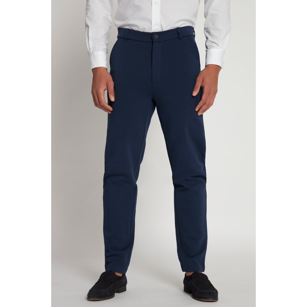 Pantalon chino en jersey bleu nuit mat, JP1880