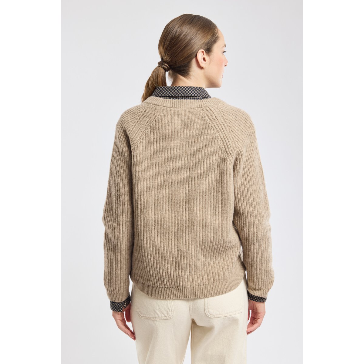 Cardigan boutonné en laine white pepper chiné, ARMOR-LUX