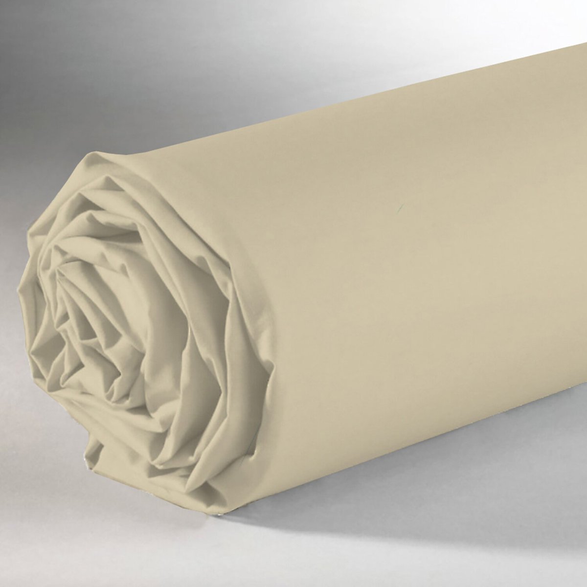 Drap housse en coton bonnet 25 cm uni, MENO sable, C DESIGN HOME TEXTILE