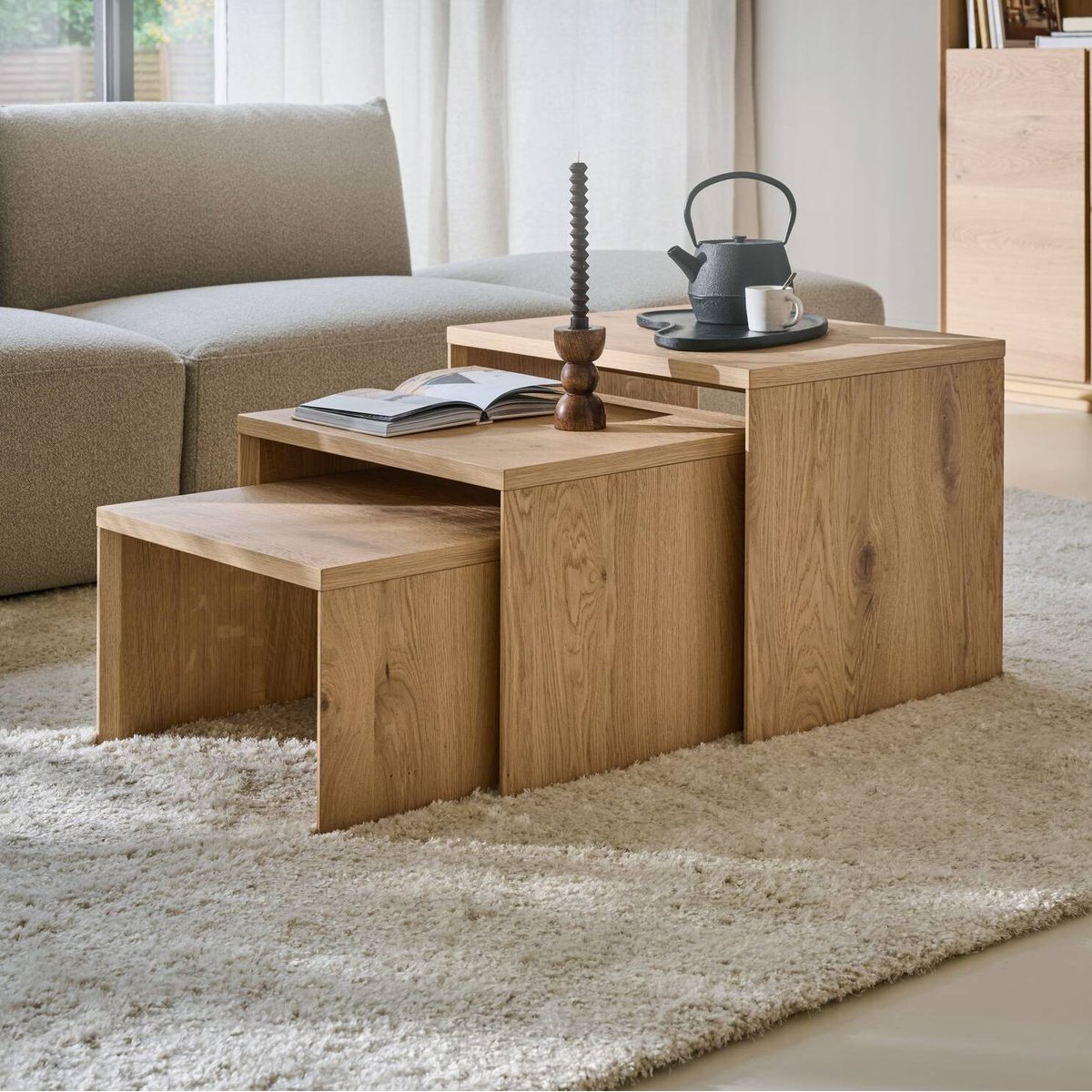 Tables gigognes chêne - ALBIN bois clair, CAMIF