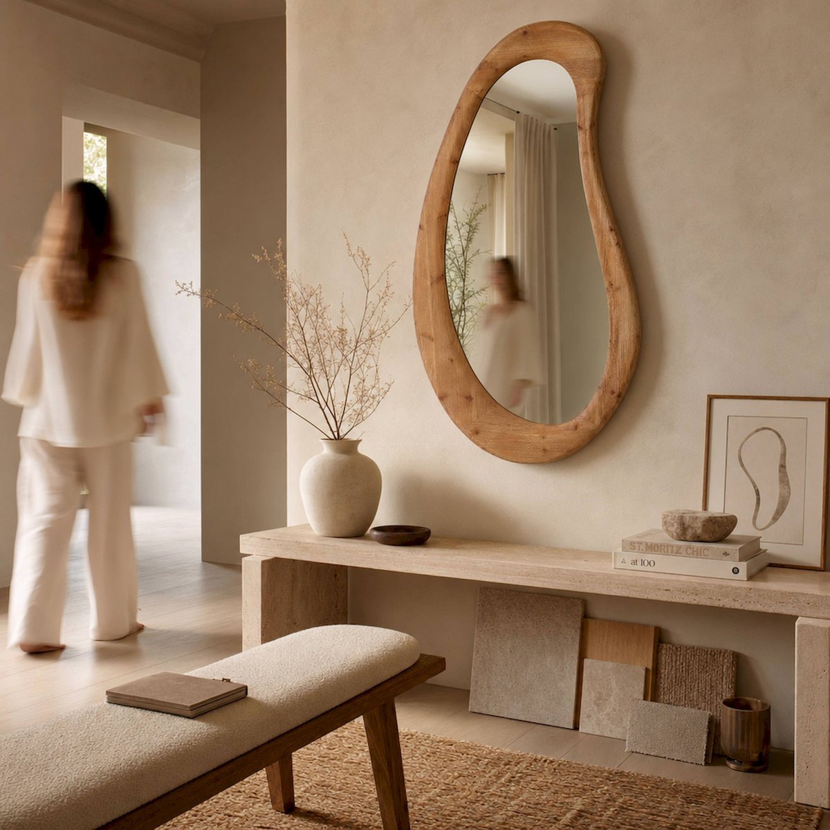 Miroir organique bois de sapin collection VACIO brun naturel, RECOLLECTION