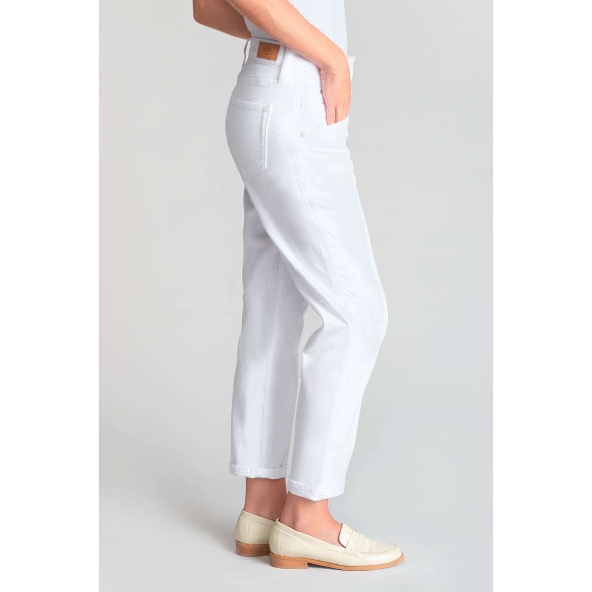 Jeans loose, large 400/60 girlfriend , 7/8ème white, LE TEMPS DES CERISES
