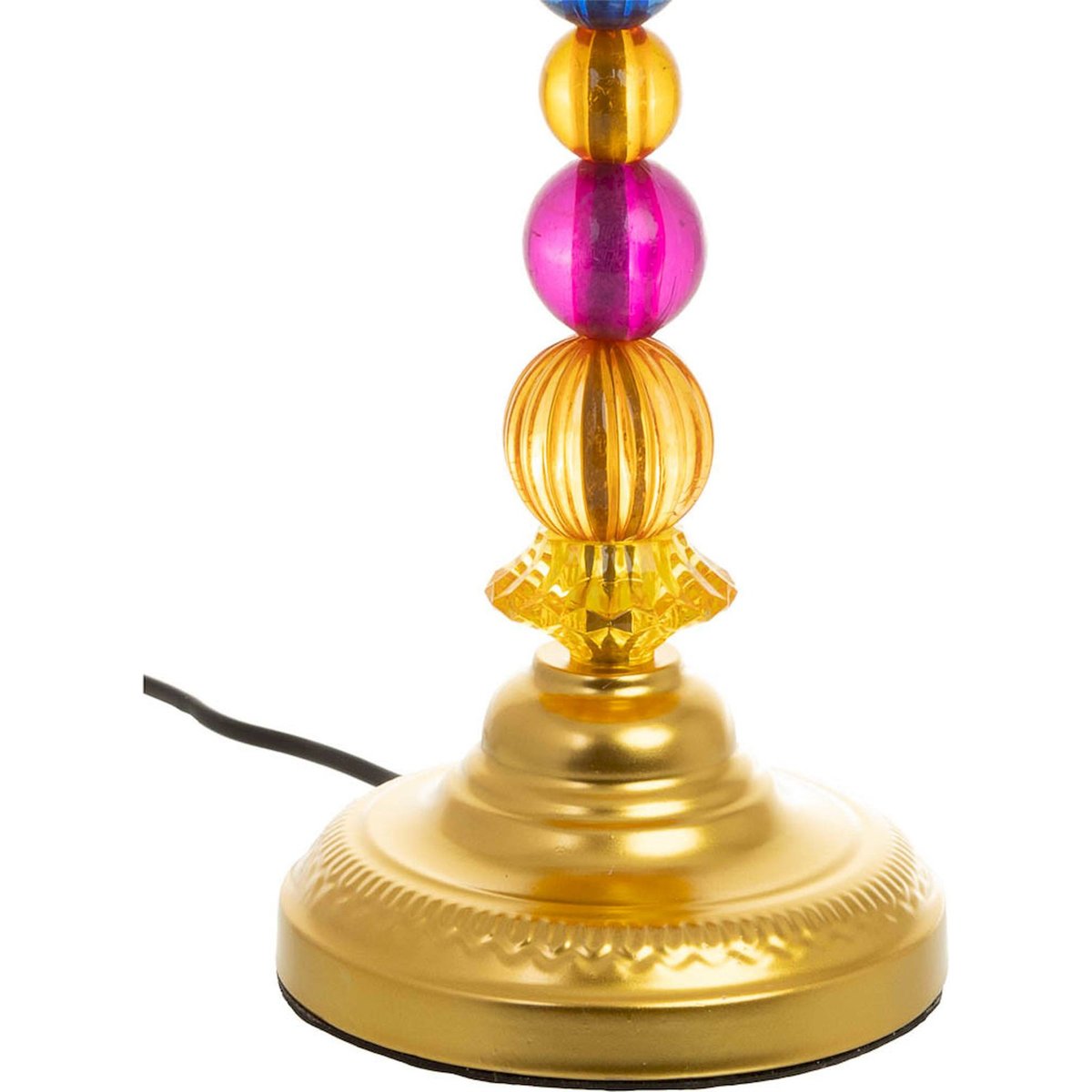 Lampe de table en métal, style verrerie multicolore fleurs et métal doré, RECOLLECTION