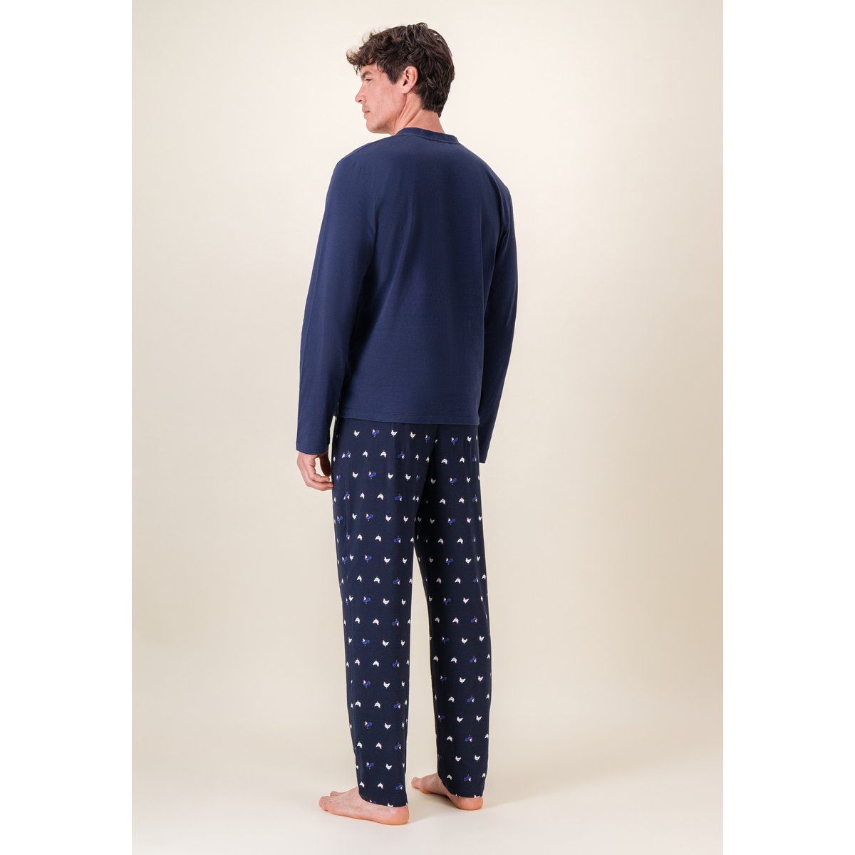 Ensemble pyjama haut et pantalon à motif coq marine en coton Tony coq marine, LE SLIP FRANCAIS