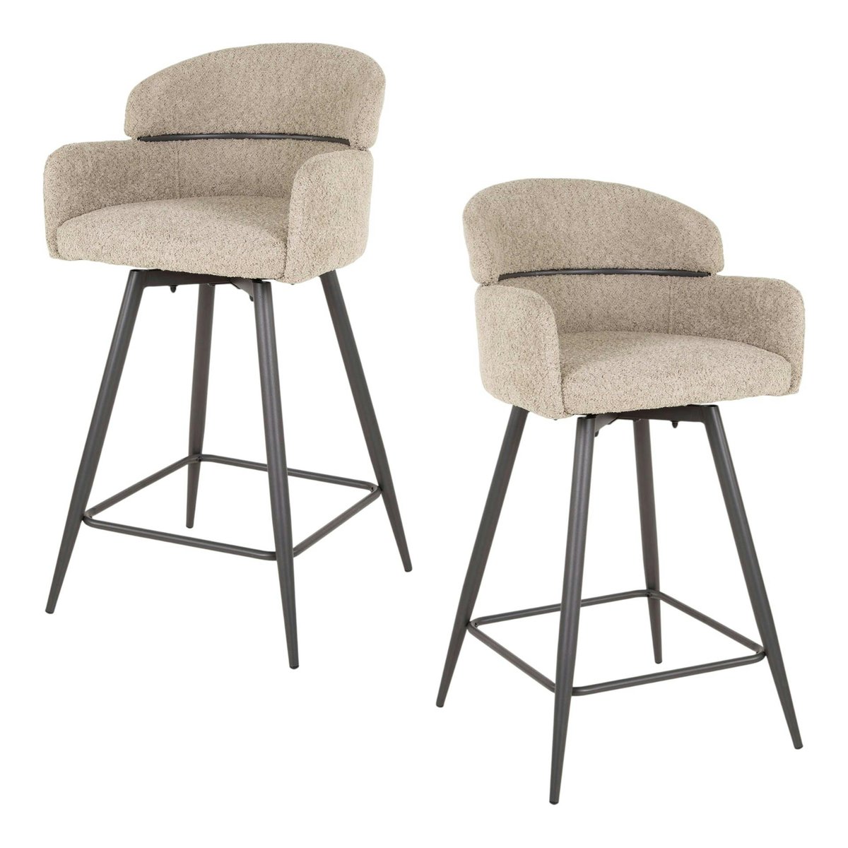 Chaise de bar pivotante en bouclette beige (lot de 2) GALWAY beige, PIER IMPORT