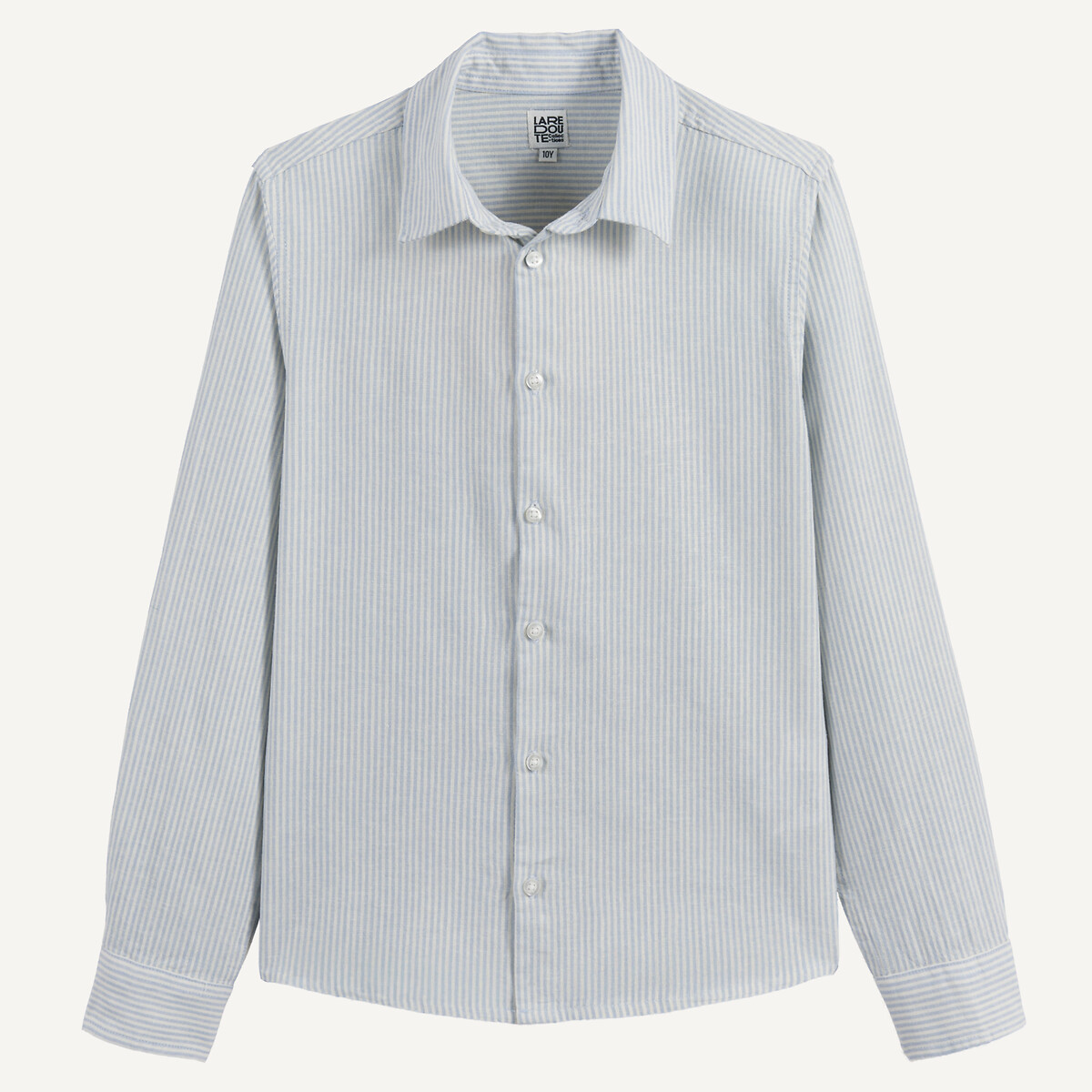 Chemise rayée, à manches longues, en coton et lin rayé bleu, LA REDOUTE COLLECTIONS