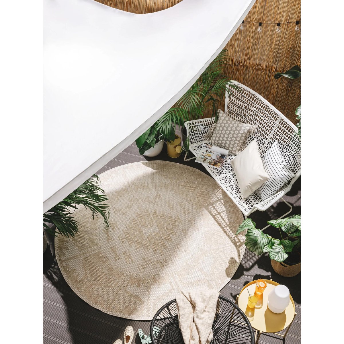 Tapis rond d'extérieur & intérieur BRONCO crème, BENUTA 