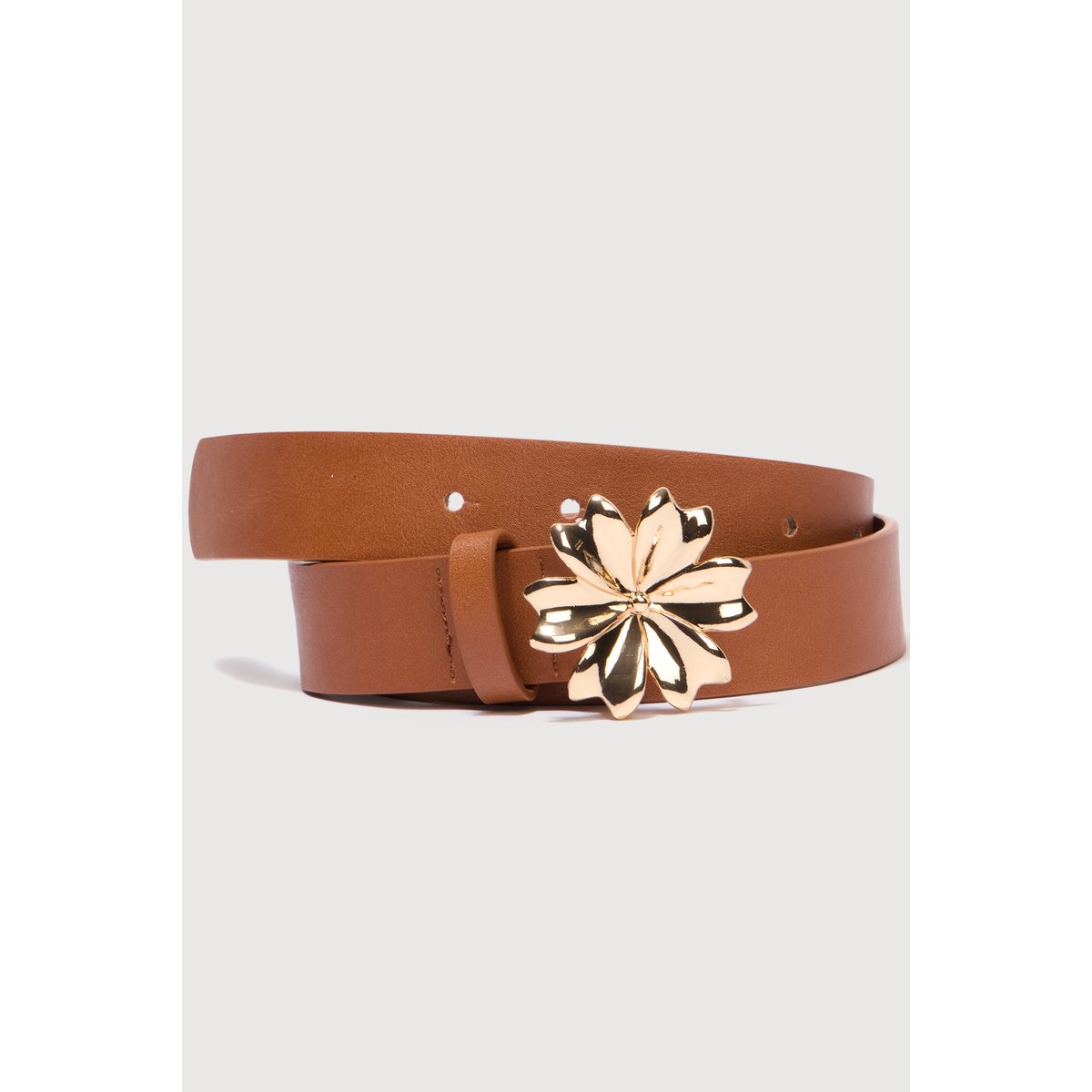Ceinture avec boucle fleur marron cognac, BONOBO