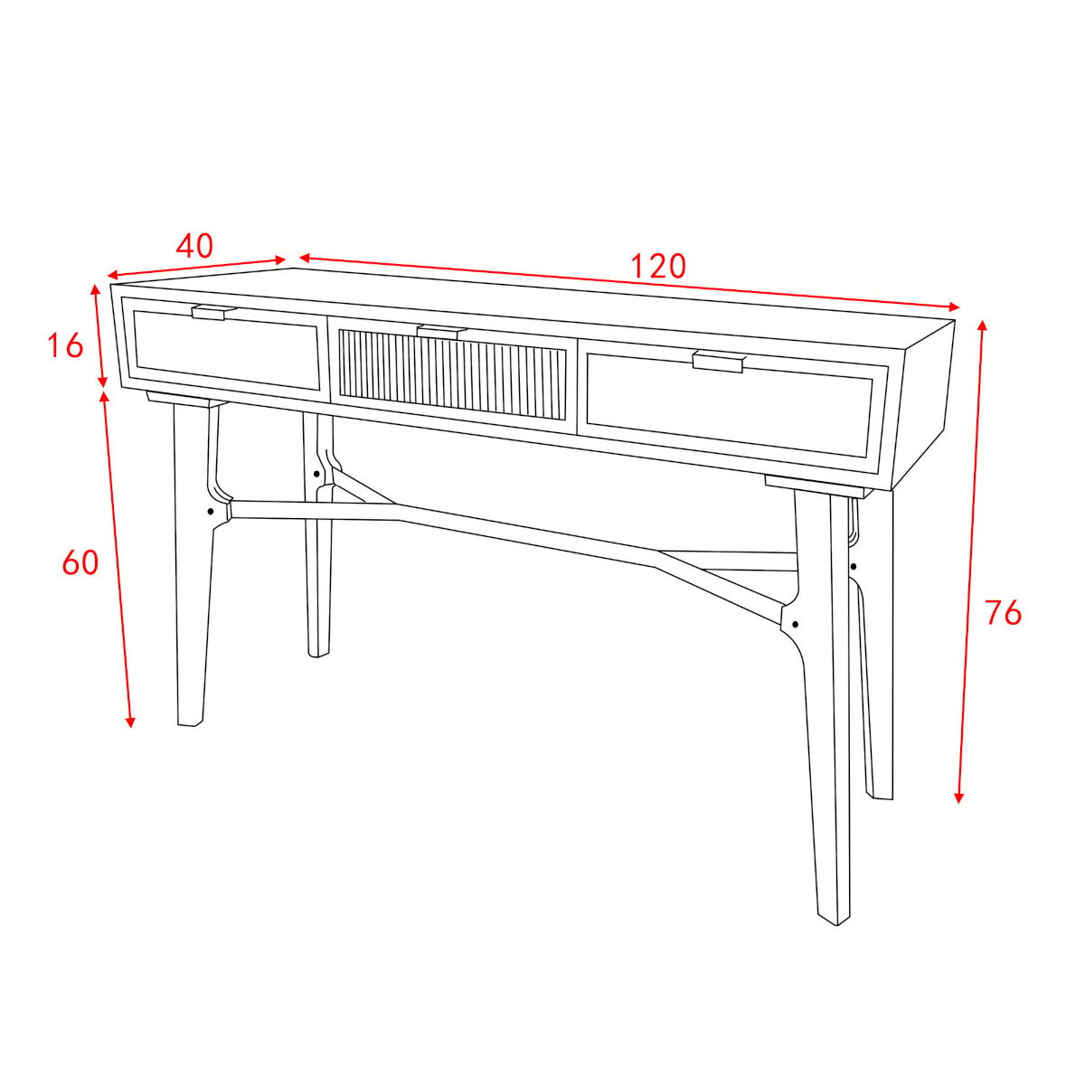 Console noire sapin et fer marron, AMADEUS