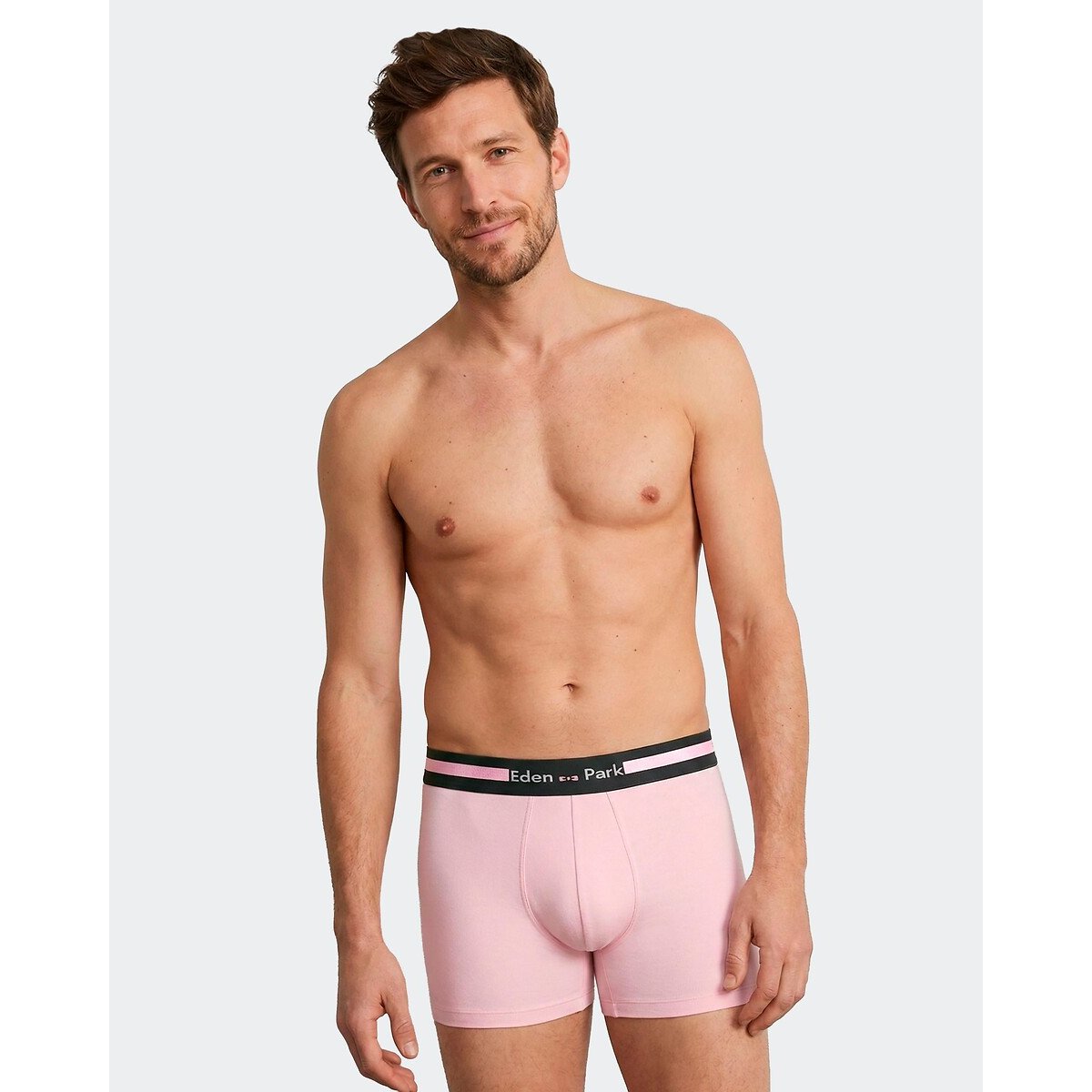 Set van 3 effen boxershorts roze + marine, EDEN PARK