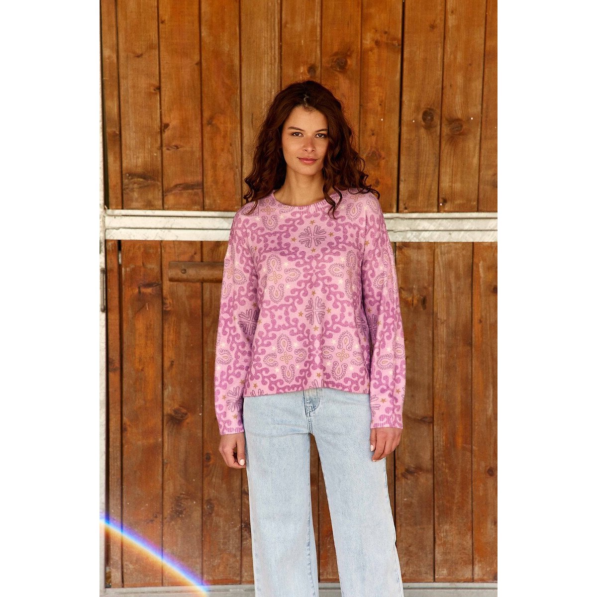 Pullover MADI mit Rundhalsausschnitt und Bandana-Print rosa, LA PETITE ETOILE