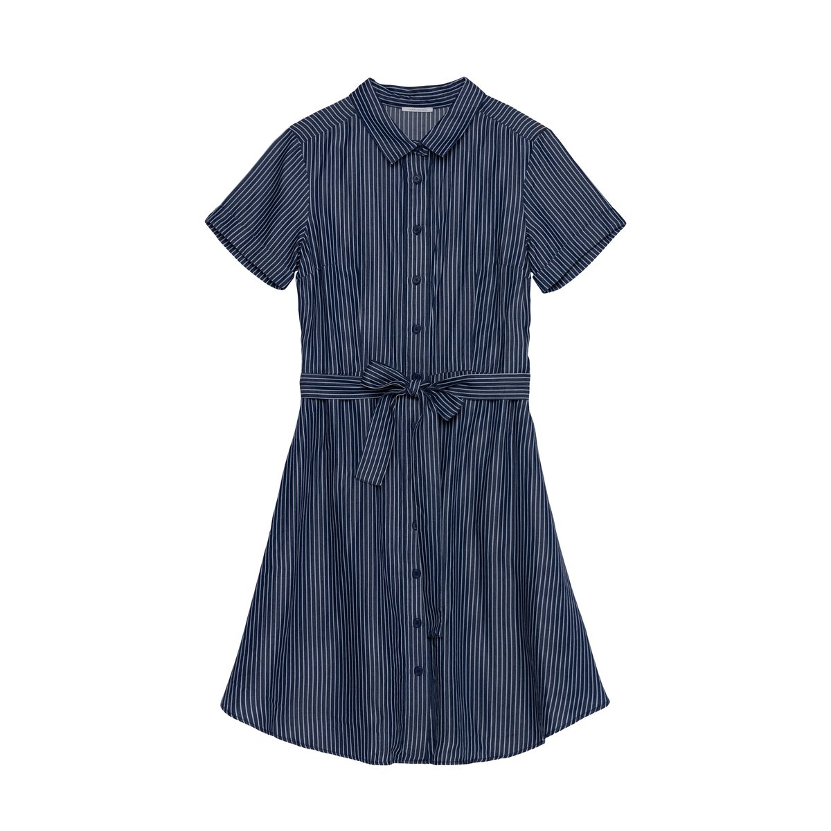 Robe chemise fines rayures bleu marine, IKKS