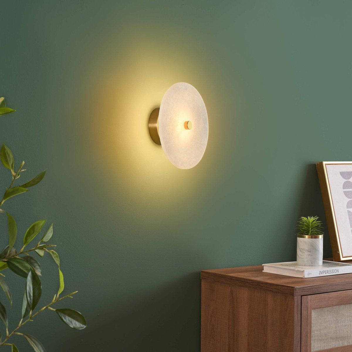 Applique ou spot marbre rond LED - LILASEA laiton et blanc, KOSILUM