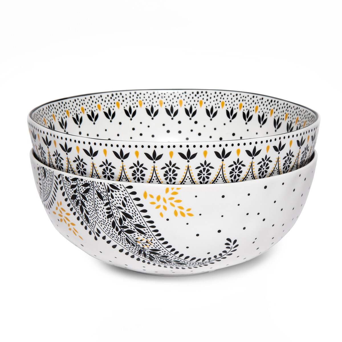 Set of 2 Artisanne Noir Large Bowls white, SARA MILLER