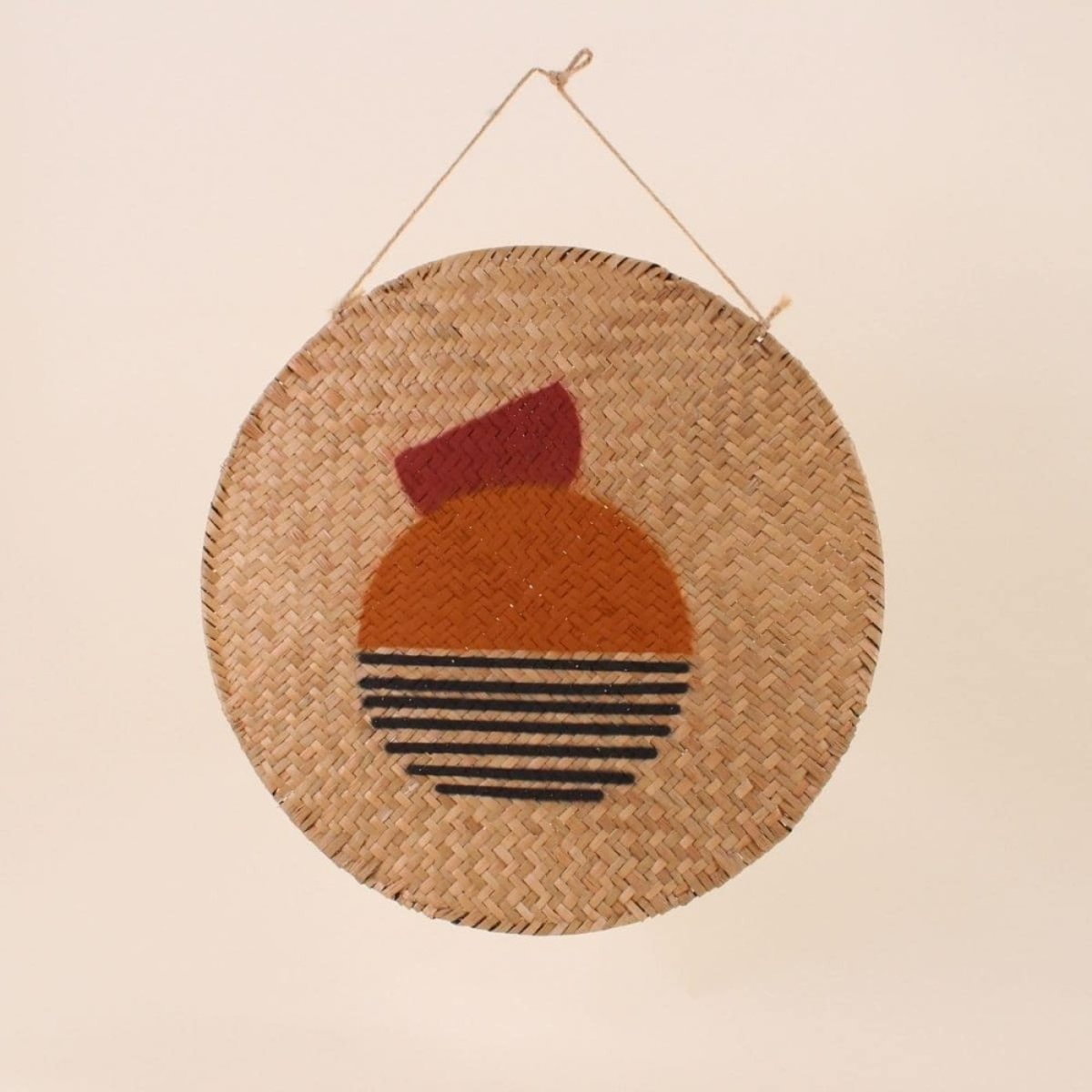Décoration murale ronde en fibres naturelles 35cm naturel, ORNAMI