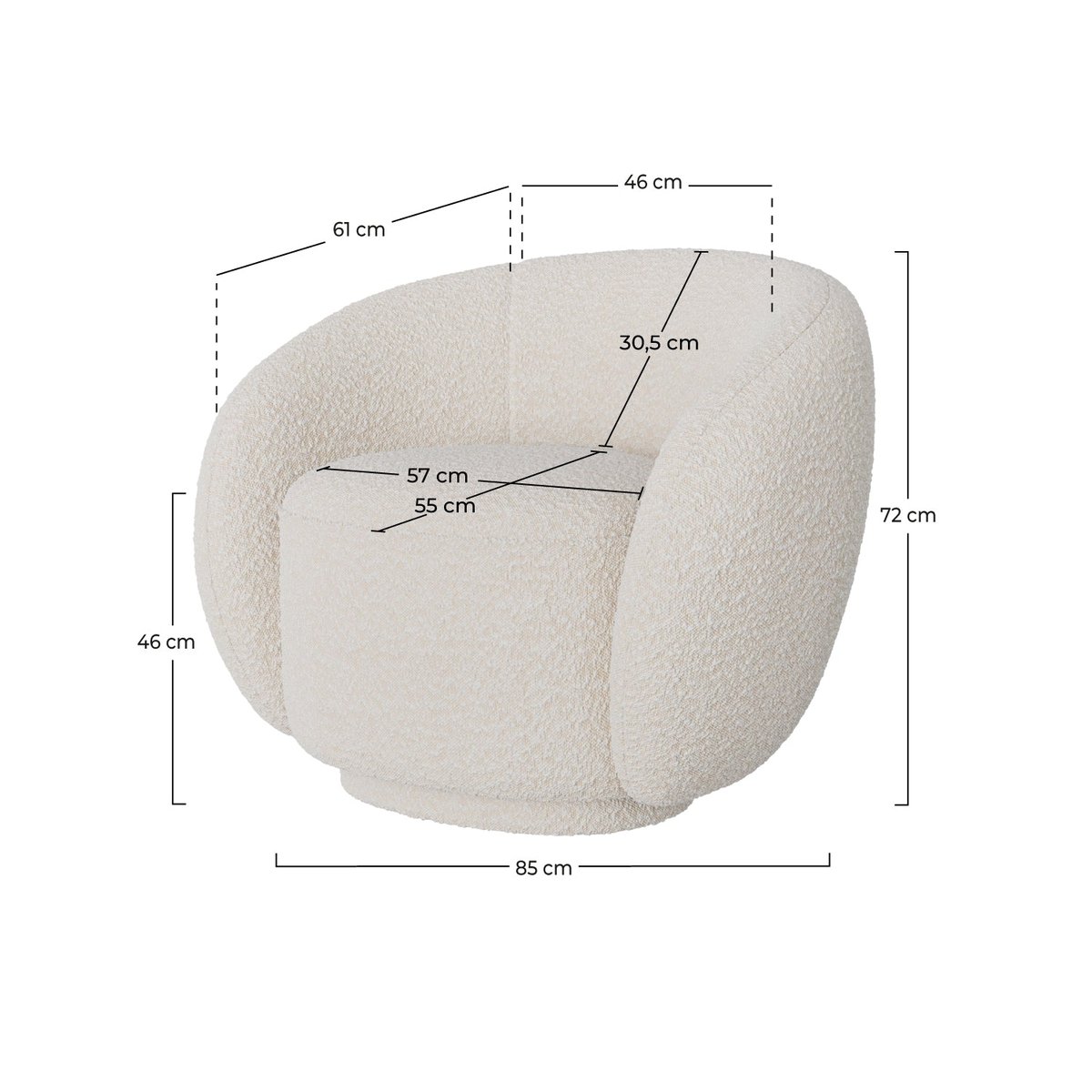 Fauteuil en tissu bouclé - NAYA blanc, MAISON PAVANE