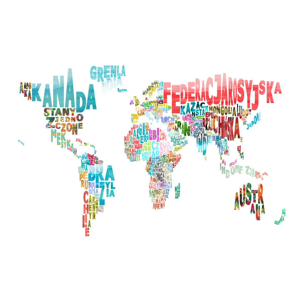 Papier peint intissé panoramique Carte du monde carte - monde (en français) multicouleur, EDEN