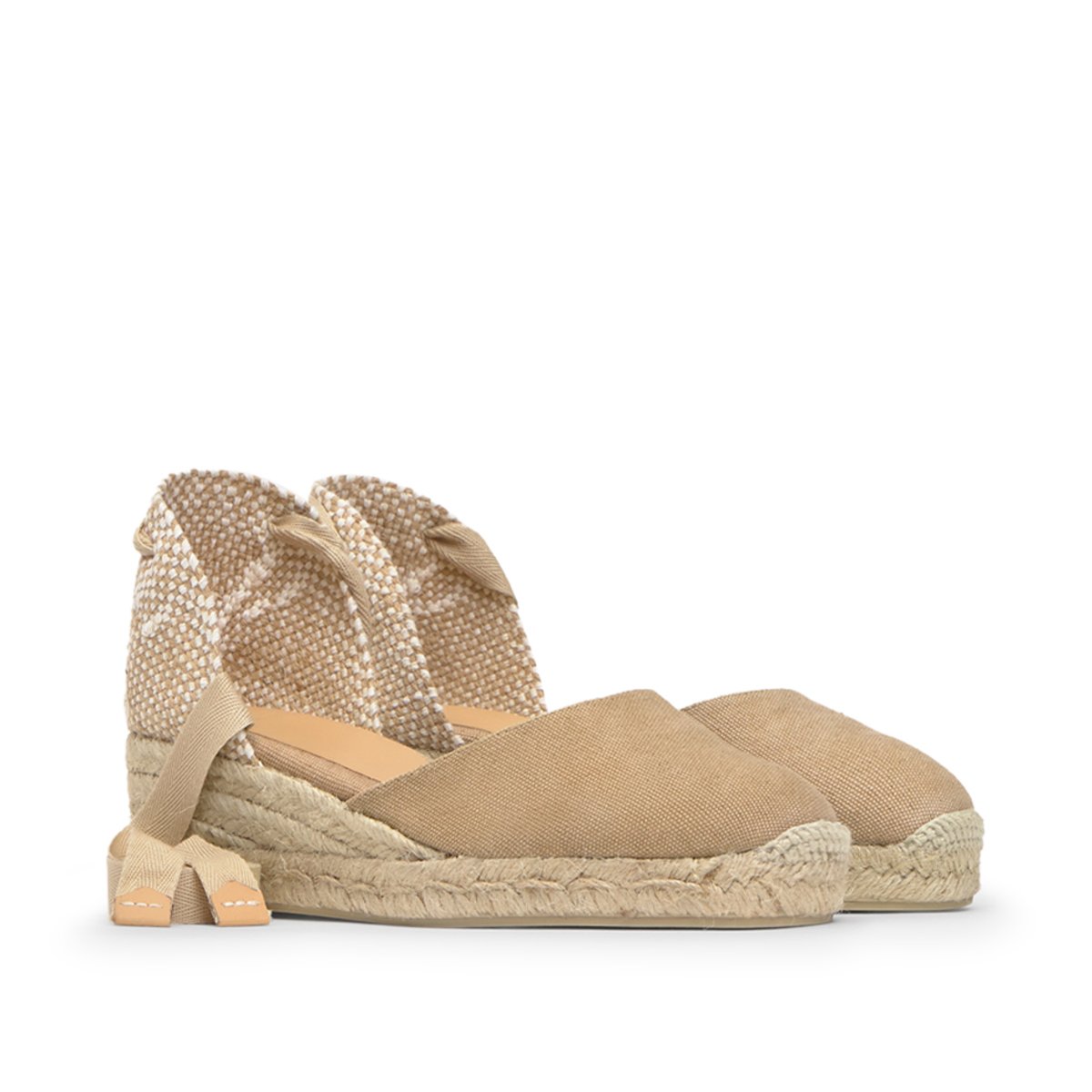 Espadrilles compensées à lacets avec plateforme tressée CARINA LIGHT PLATFORM sable, CASTANER
