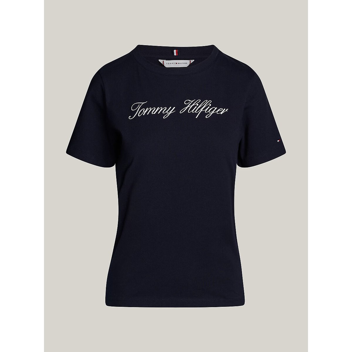 T-shirt à logo, col rond, manches courtes marine, TOMMY HILFIGER