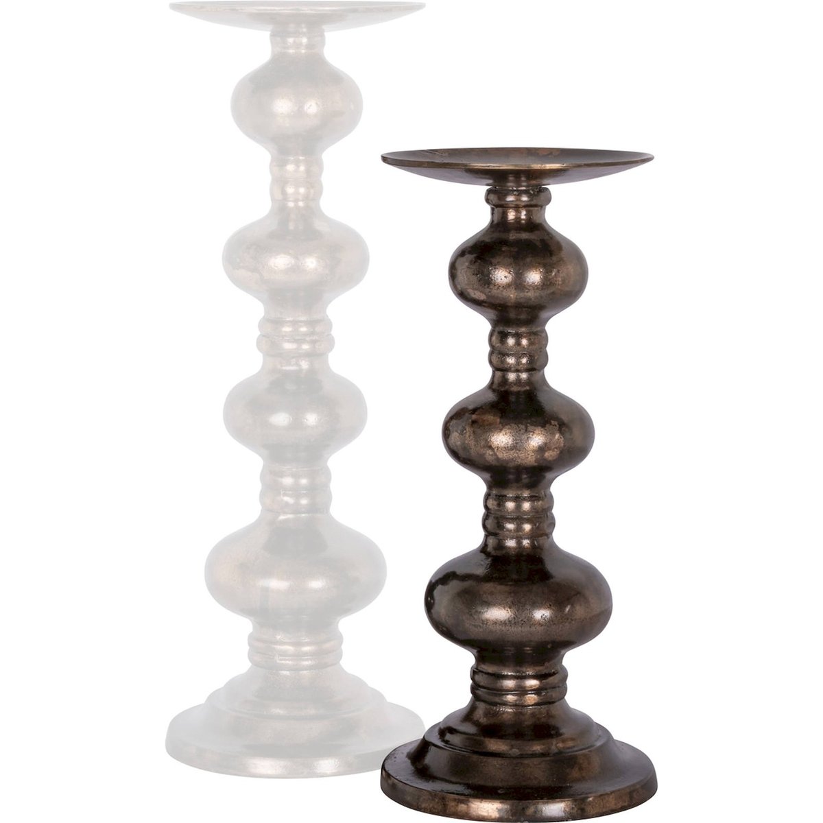 Bougeoir rond en aluminium style contemporain cuivre patiné effet bronze, RECOLLECTION