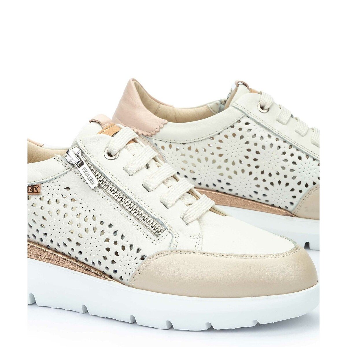 Rueda Leather Zip-Up Trainers white, PIKOLINOS