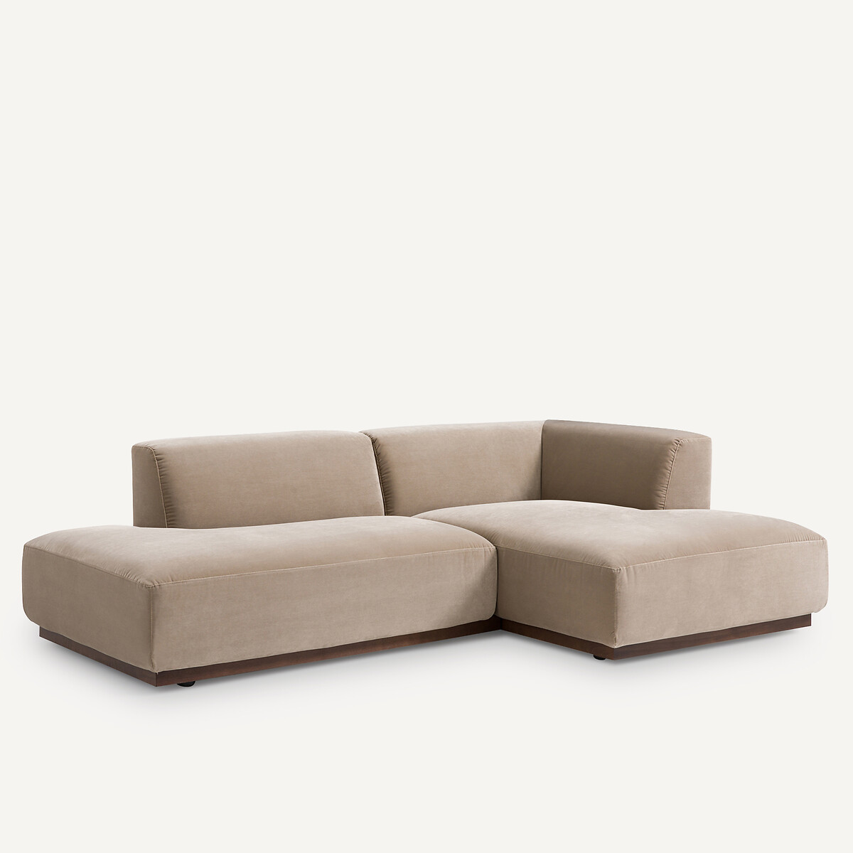 Canapé d'angle droit velours, Jacopo beige cendré, AM.PM