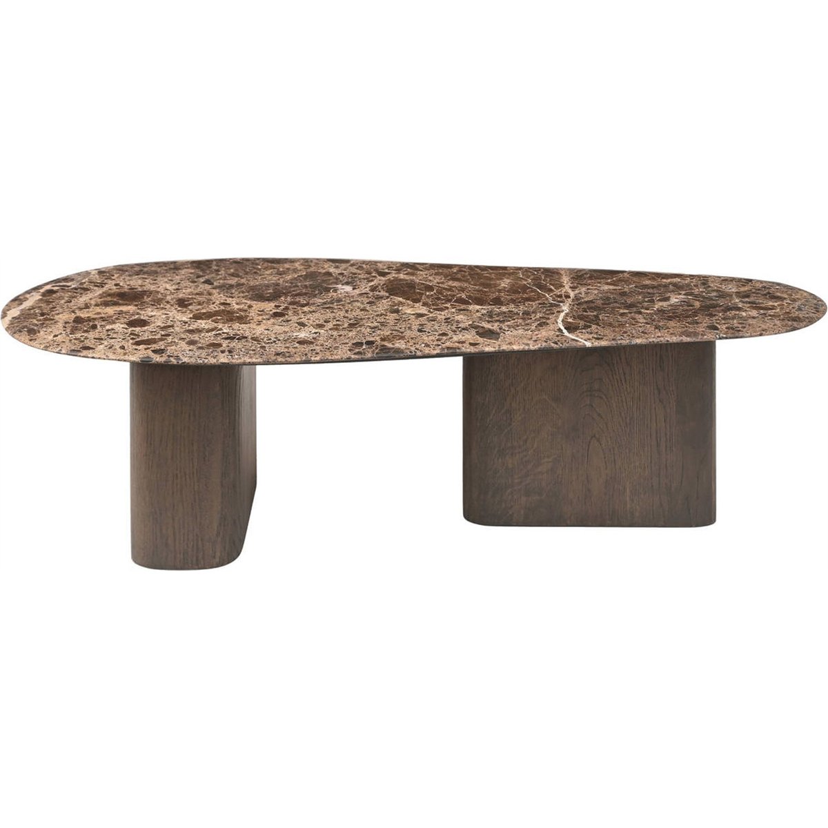 Table basse double chêne et marbre CASTELLO chêne fumé charbon et marbre emperador, RECOLLECTION