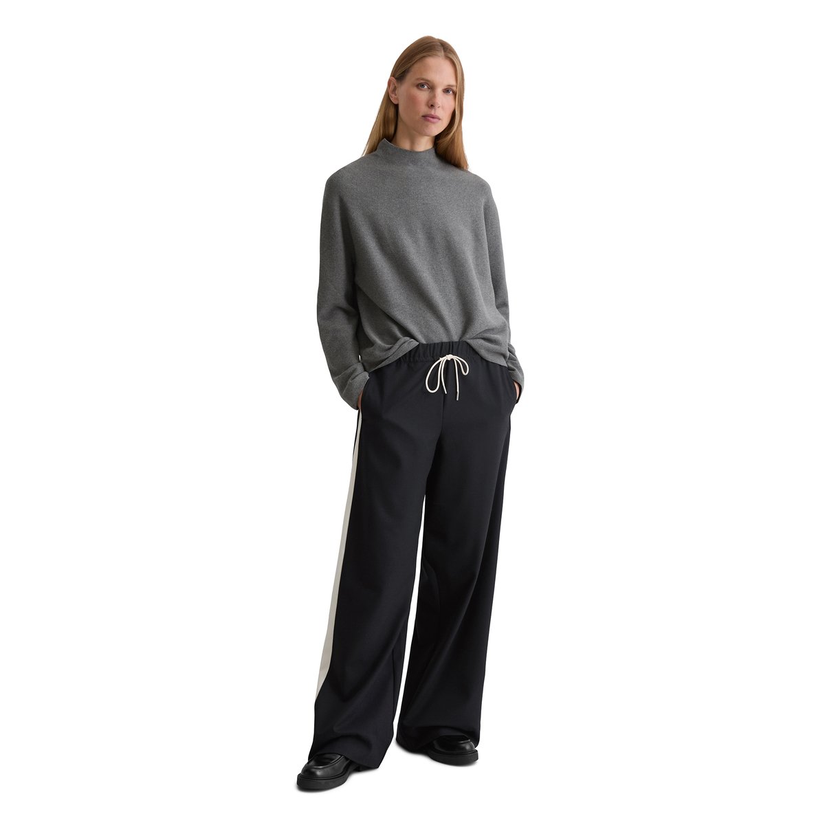 Pull-over seamless loose en coton bio doux gris, MARC O'POLO