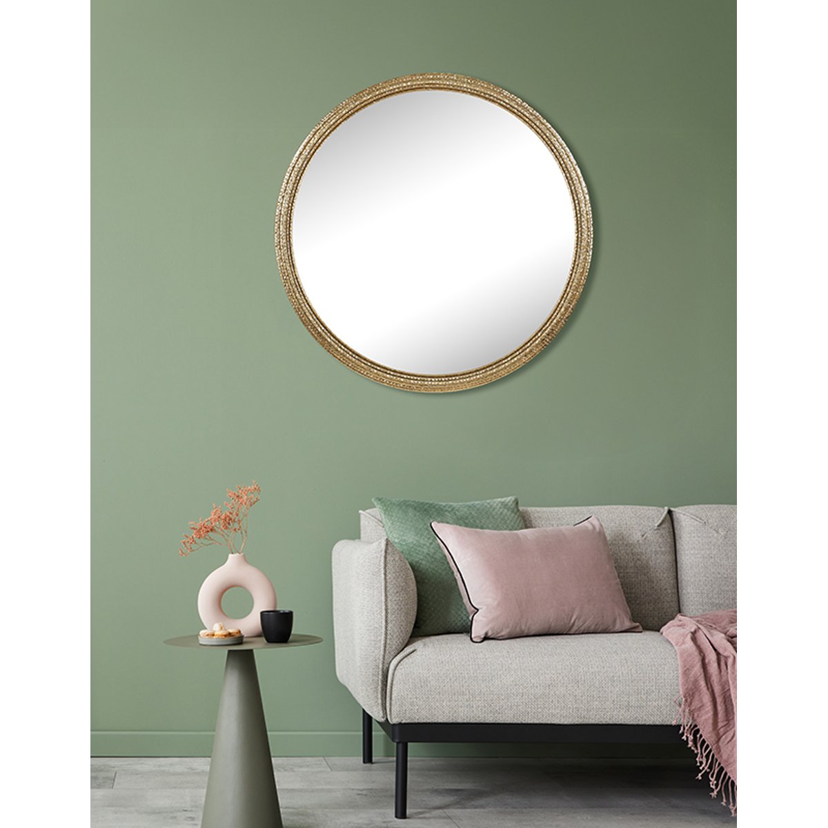 Miroir métal diam 80cm or, EMDE