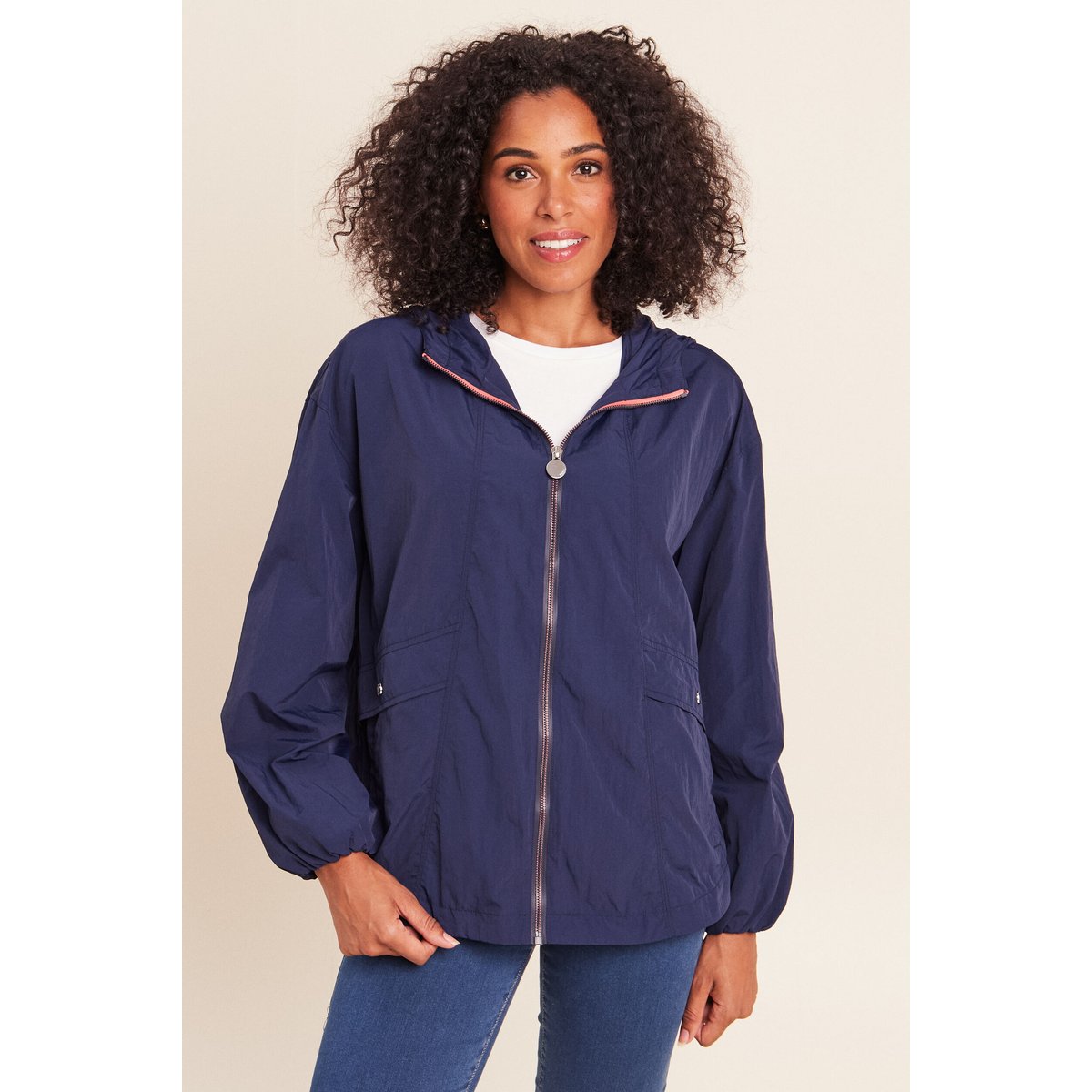 Parka ample doublée avec capuche bleu marine, BREAL