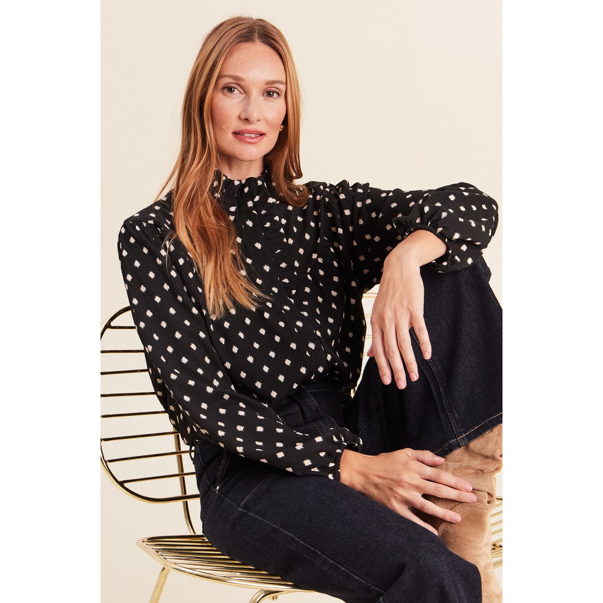 Blouse droite manches longues noir, BREAL