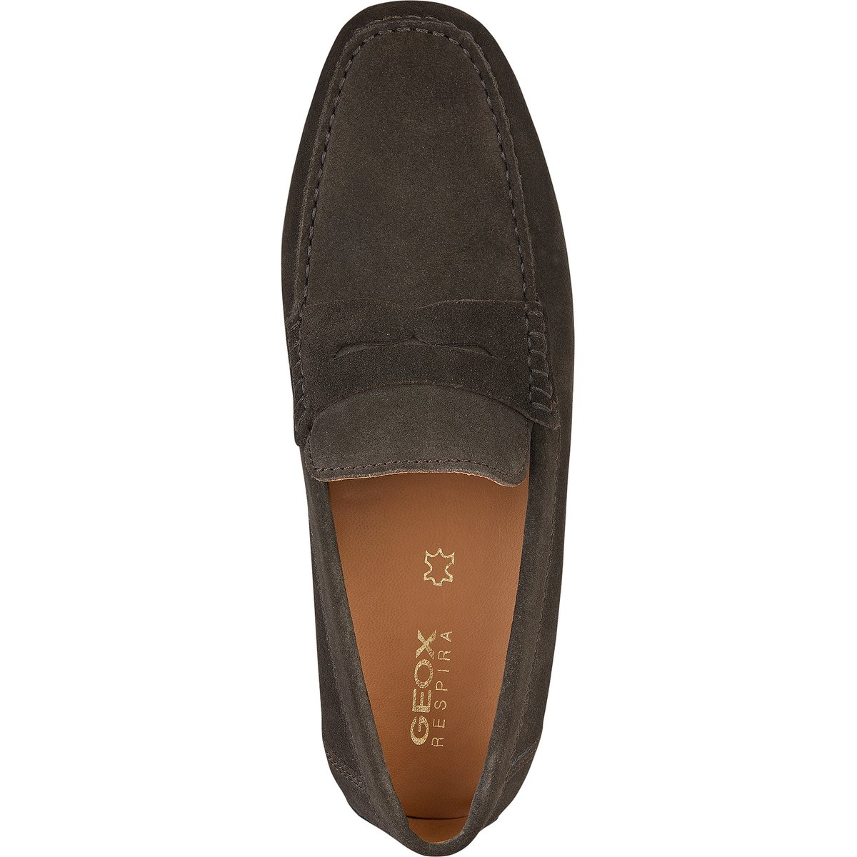 Mocassins cuir respirants Kosmopolis + Grip marron foncé, GEOX