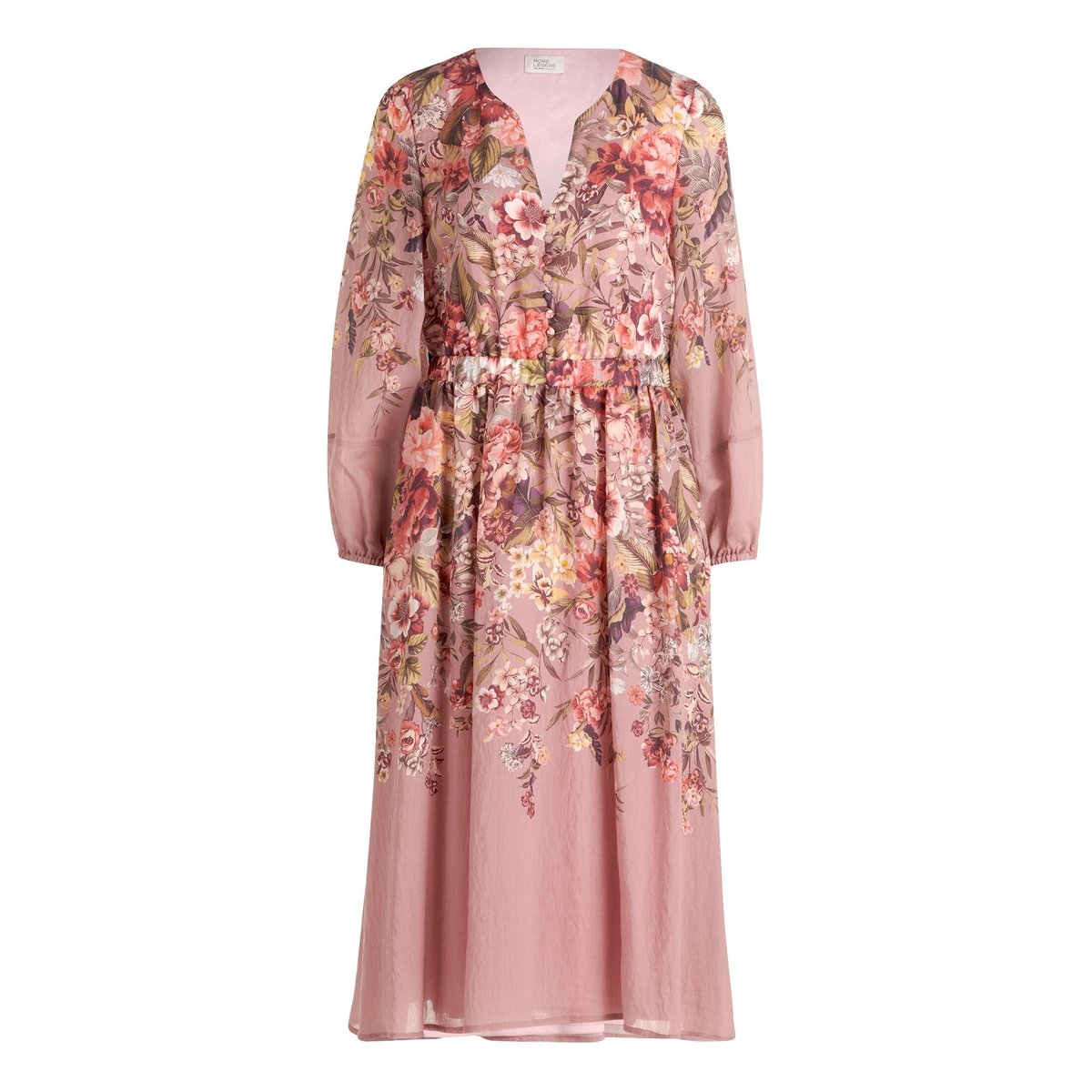 Robe longueur midi à imprimé dark pink/rosé, VERA MONT