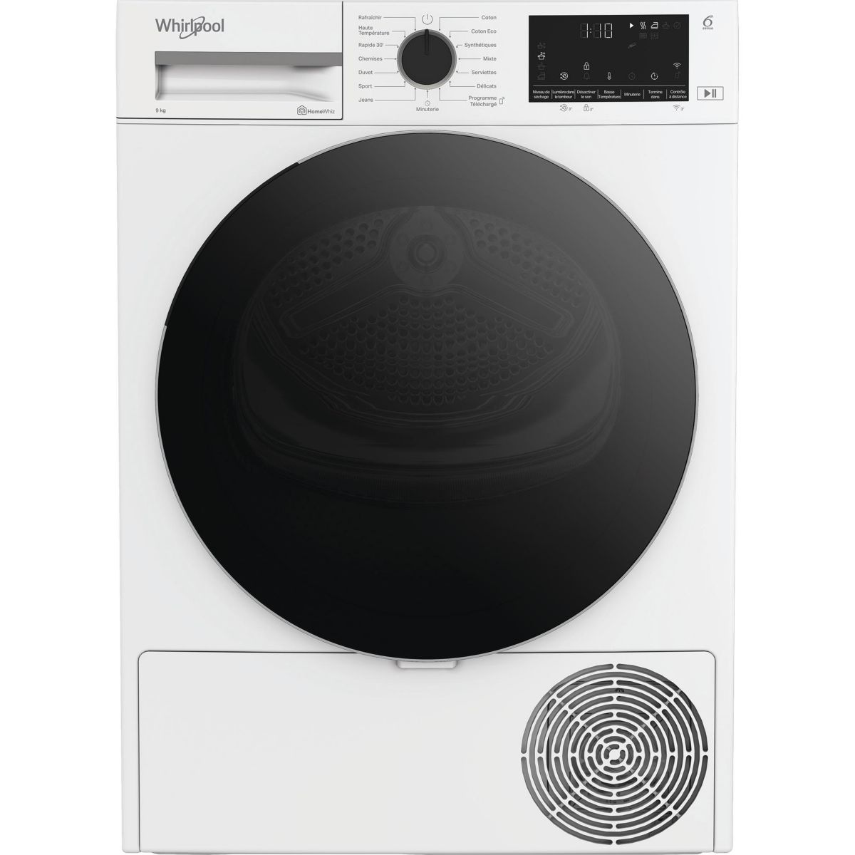Sèche linge pompe à chaleur CWD93MWBSFRX couleur unique, WHIRLPOOL