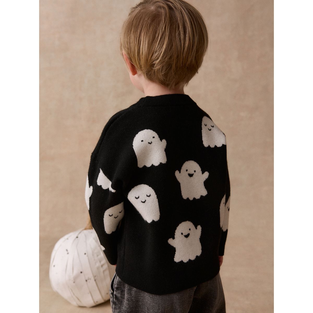 Pull ras du cou en maille halloween fantôme noir/blanc, NEXT