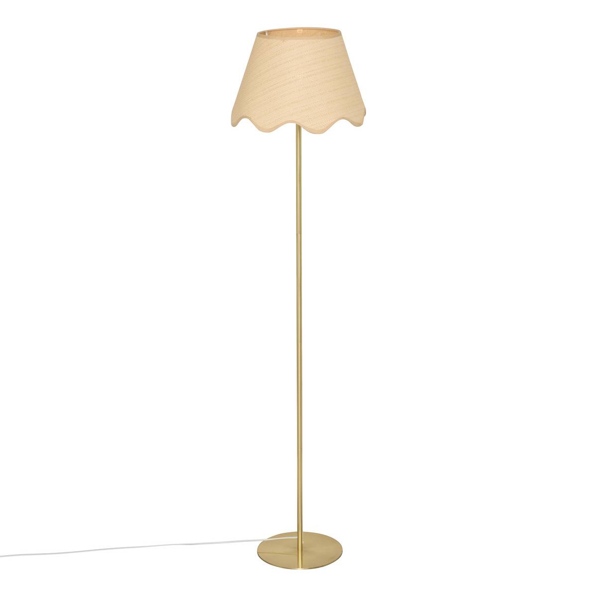 Abat-jour rond en papier FLORE beige, ATMOSPHERA
