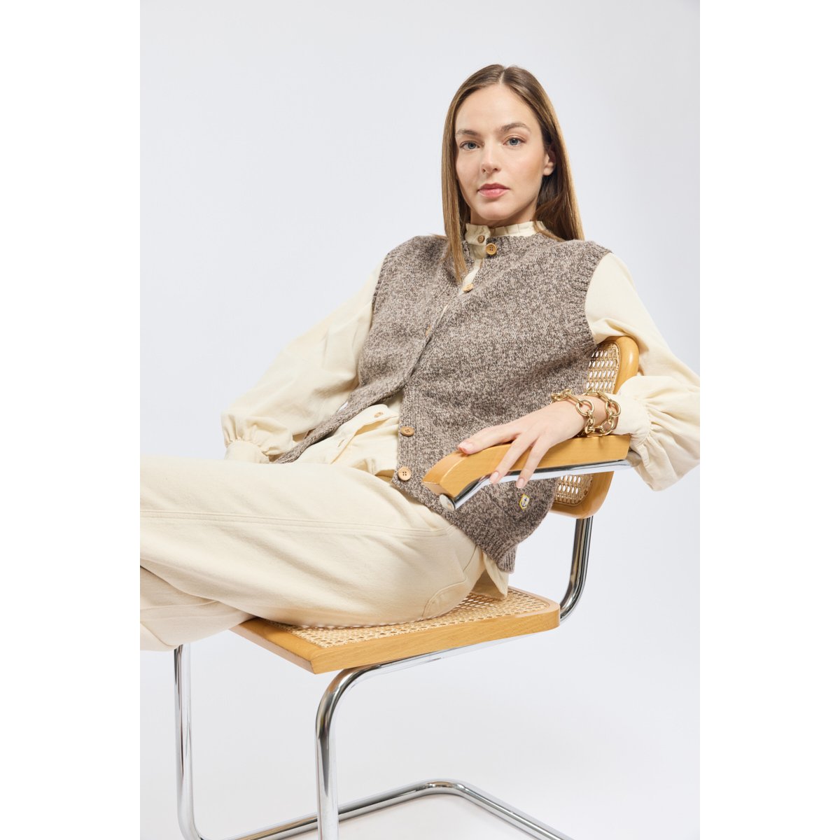 Cardigan sans manche Héritage en laine HERITAGE falcon mélangé, ARMOR-LUX