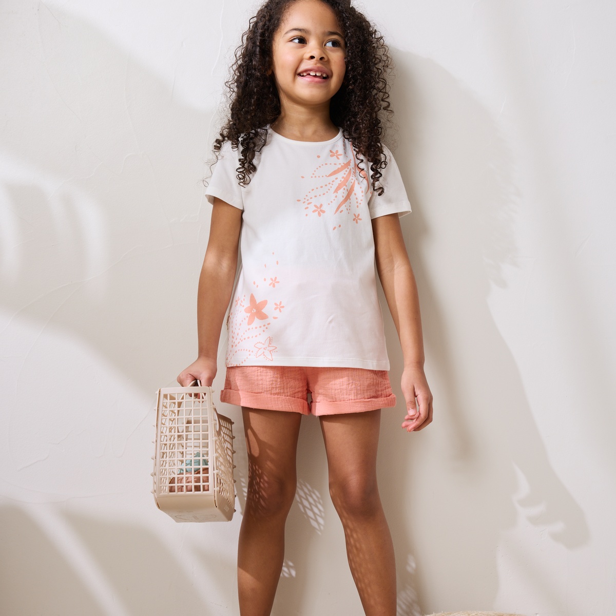 Short enfant en gaze de coton Santa Giulia orange, PETIT BEGUIN