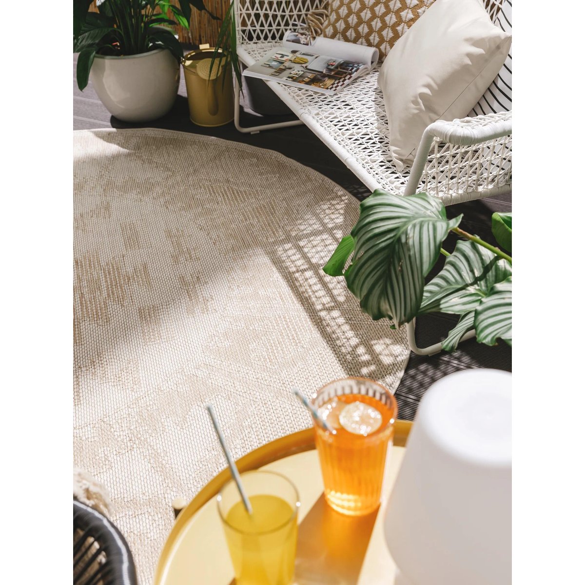 Tapis rond d'extérieur & intérieur BRONCO crème, BENUTA 