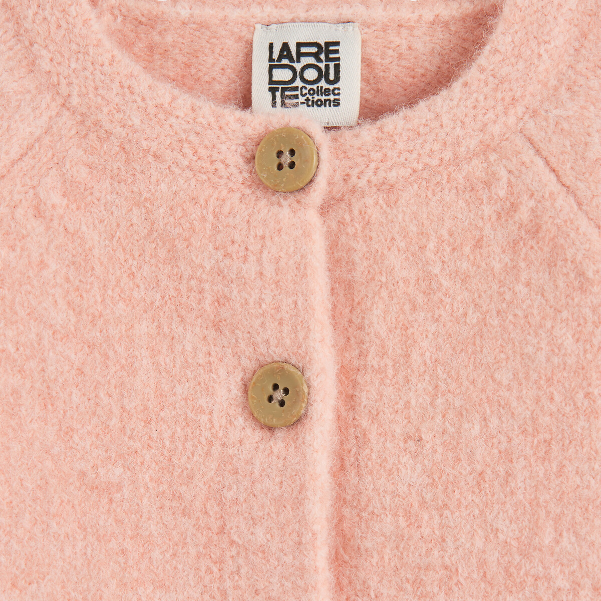 Gilet col rond en grosse maille rose, LA REDOUTE COLLECTIONS