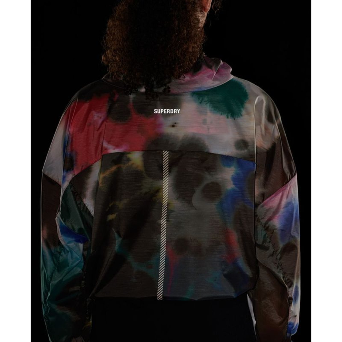 Veste de pluie légère Run encre abstraite grand format, SUPERDRY
