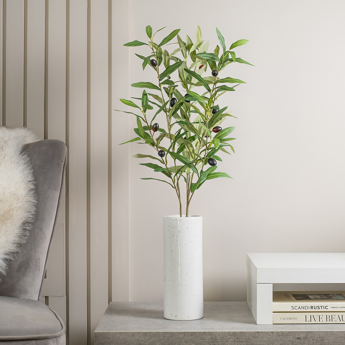 86cm Pack of 3 Artificial Olive Branch Stem green, SO'HOME