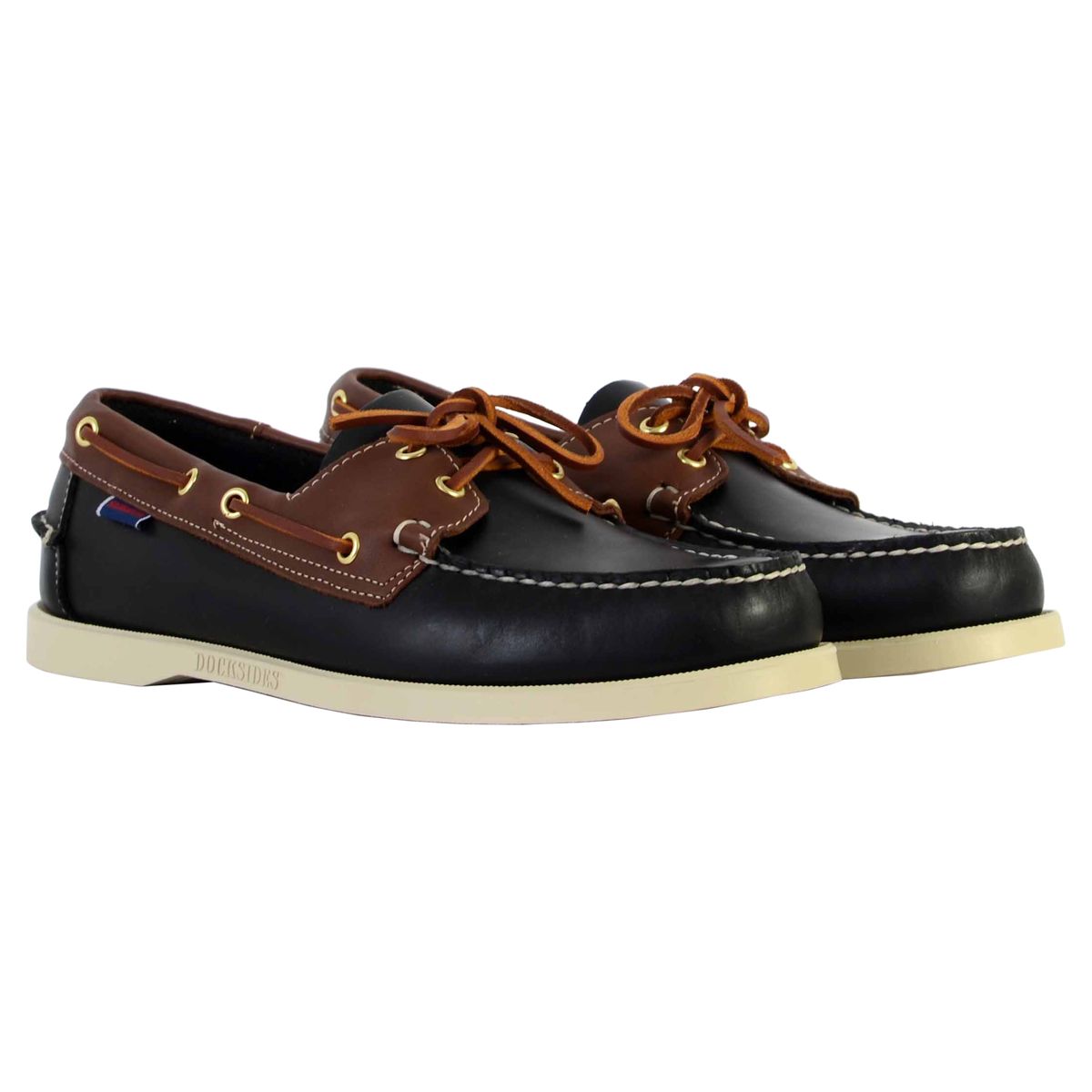Derby Cuir Sebago Portland Wax Lea noir marron, SEBAGO