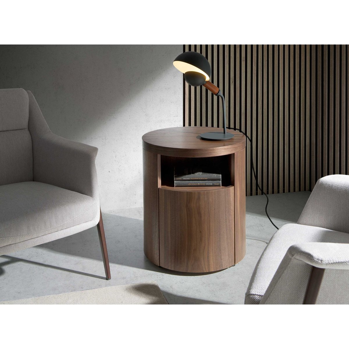 Table de chevet en noyer noyer | noir, ANGEL CERDA