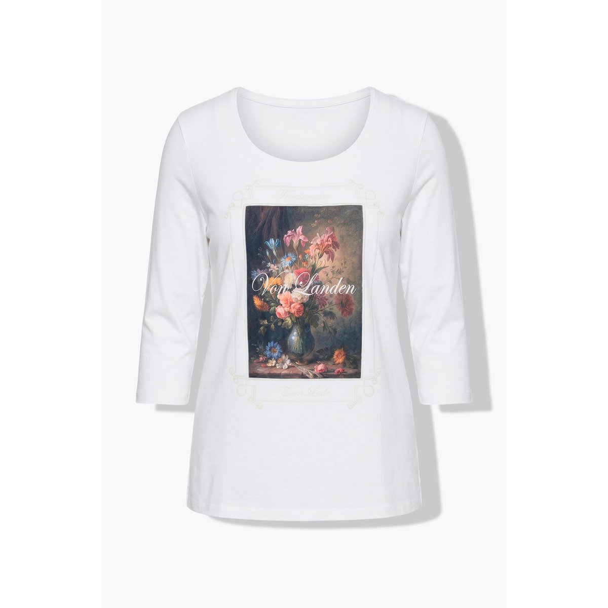 T-shirt brodé, coupe Classic Fit blanc cassé, ULLA POPKEN