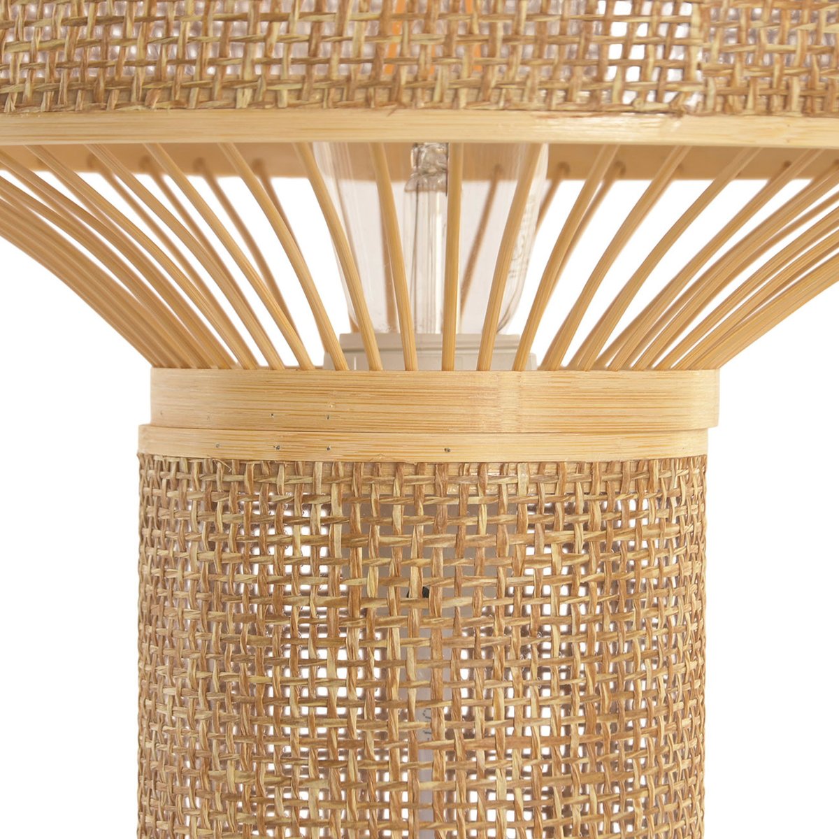 Lampe à poser naturelle bambou et rotin 26x26x40cm bois, WADIGA