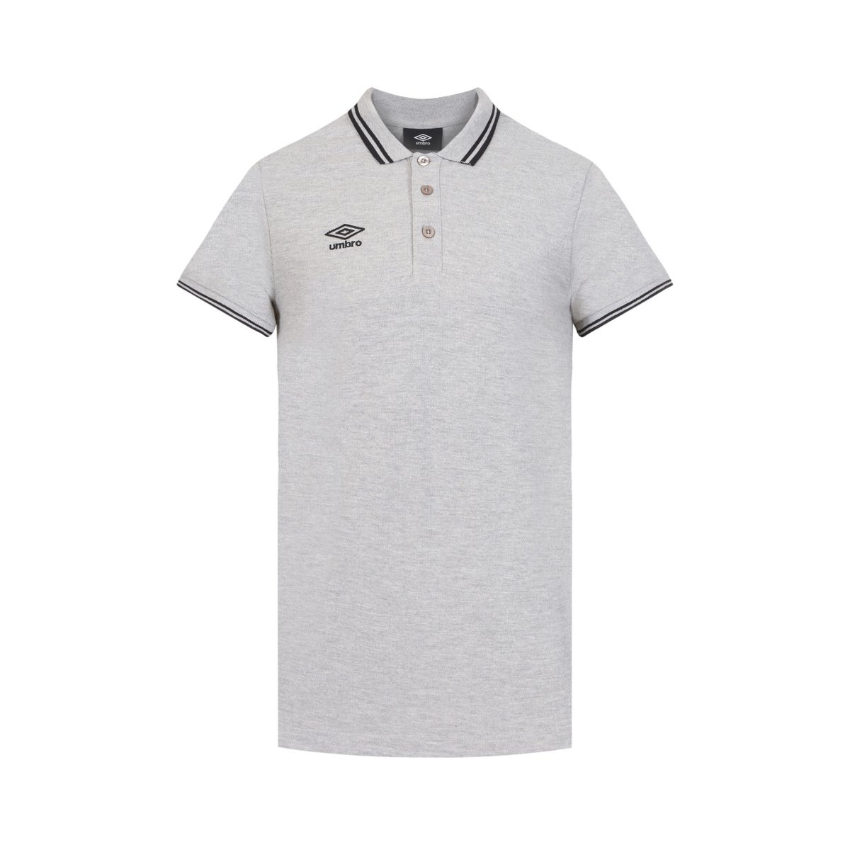 Polo piqué de coton gris clair chiné/noir, UMBRO