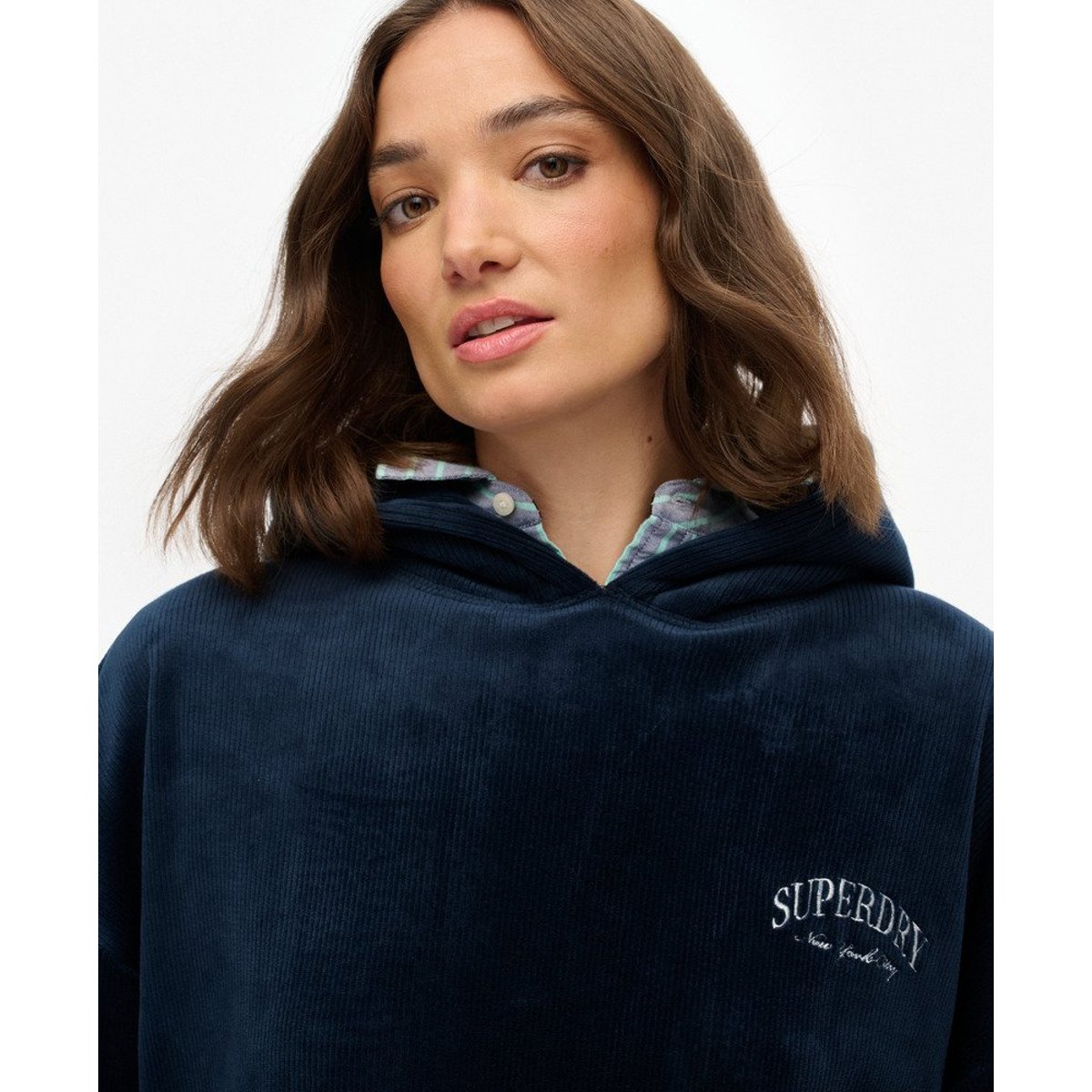 Country Club Velour Sweat à capuche décontracté bleu marine intense, SUPERDRY