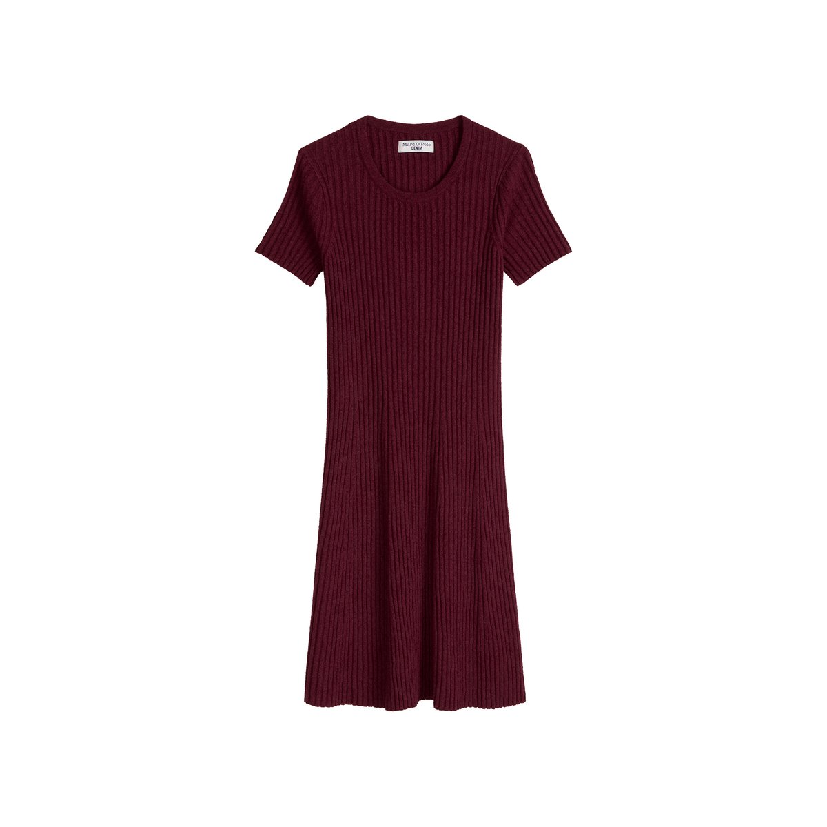Robe en tricot slim en mélange de coton organique côtelé dunkelrot, MARC O’POLO DENIM