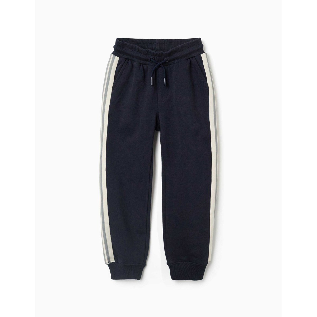 Pantalon de jogging en coton avec bande à rayures bleu foncé, ZIPPY